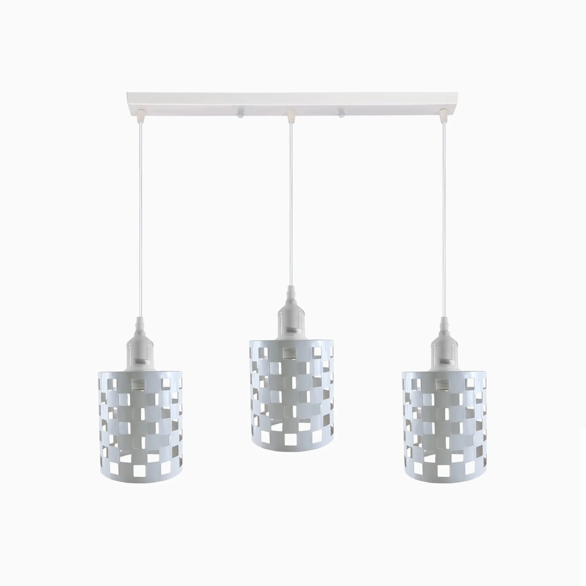Vintage Retro 3 Way E27 Industrial White Cage Ceiling Pendant Light~3943