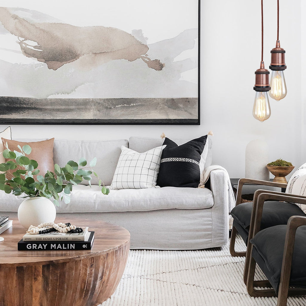 Vintage Copper Pendant Light Lamp Set~3260