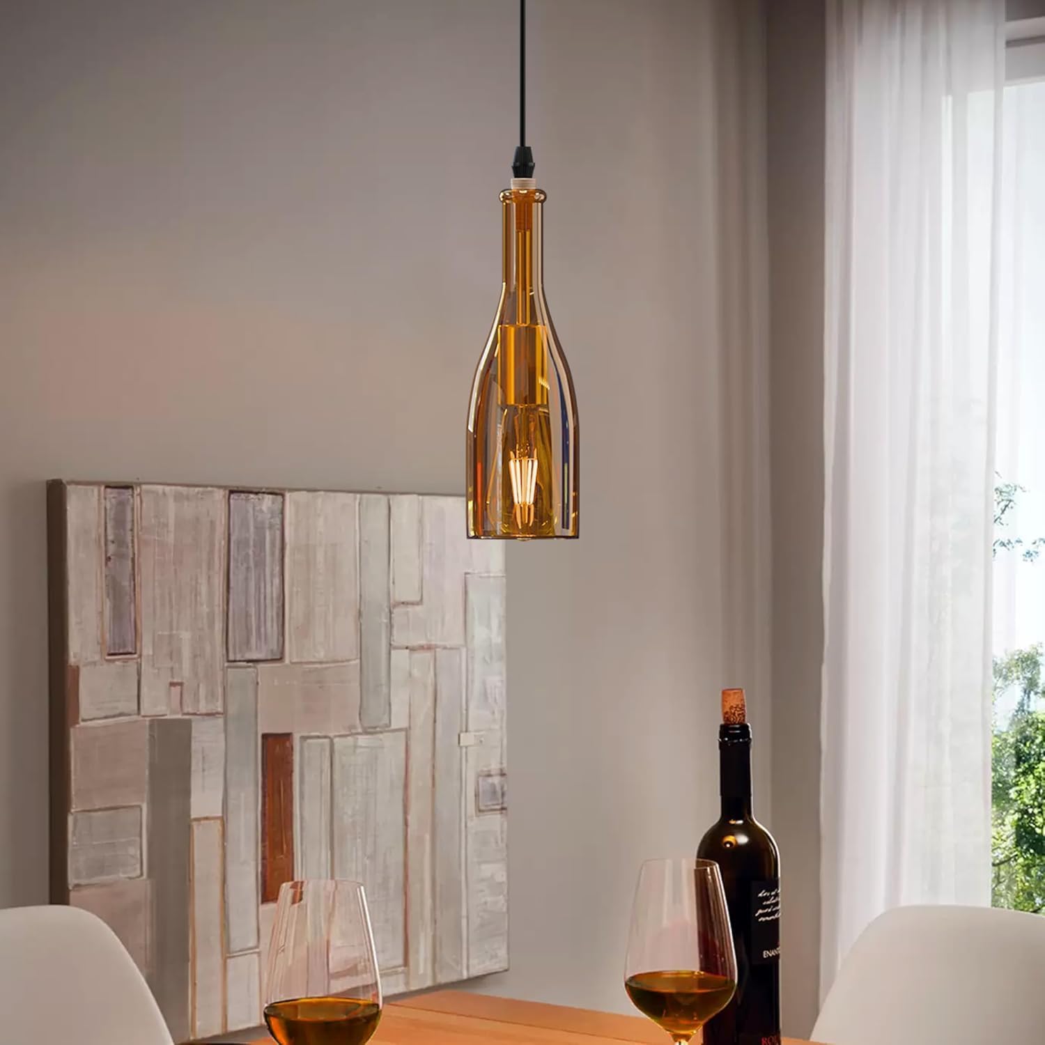 Vintage Retro Wine bottle Ceiling Pendant Light Lamp Shade Chandelier light UK~2228