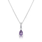 9ct White Gold Amethyst Pear Cut Pendant