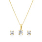 9ct Yellow Gold Cubic Zirconia Stud Earrings & Pendant Necklace Jewellery Set