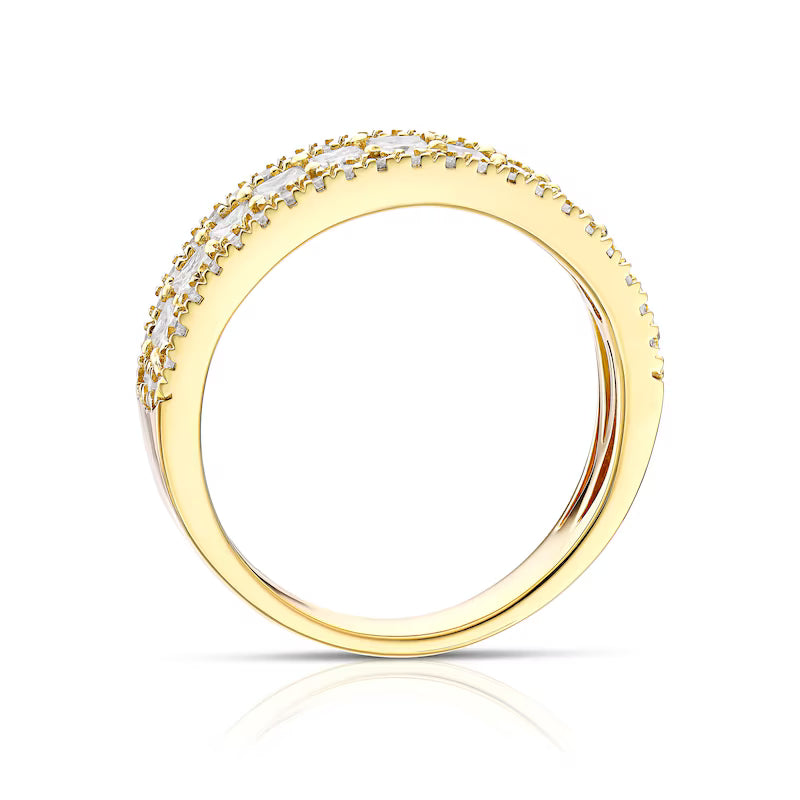 18ct Yellow Gold Three Row Eternity 1ct Diamond Ring