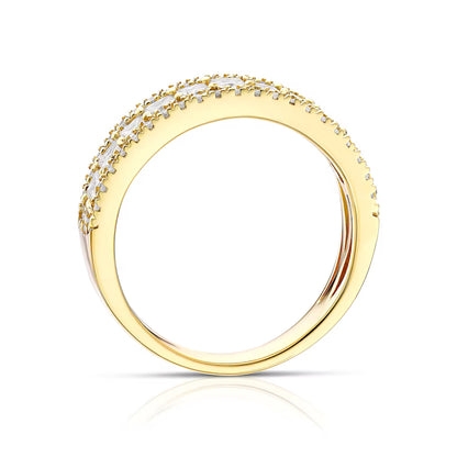 18ct Yellow Gold Three Row Eternity 1ct Diamond Ring