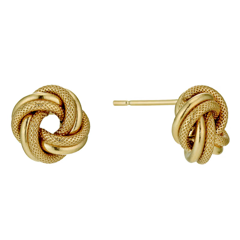9ct Yellow Gold Knot Stud Earrings 9mm