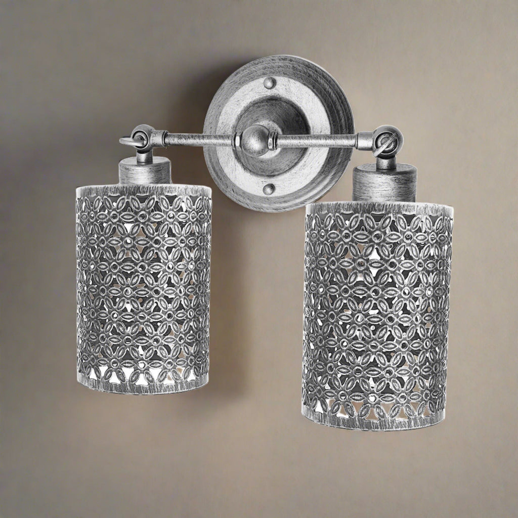 Wall Sconce Lighting Industrial Metal Wire Cage Wall Light 2 Outlet~1920