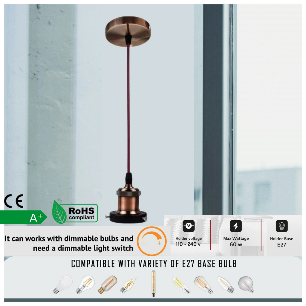 Vintage Copper Pendant Light Lamp Set~3260