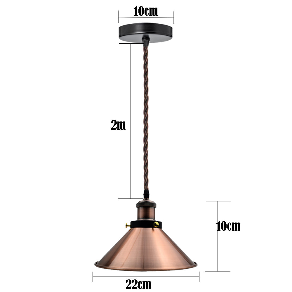 Cone Shade 2M Pendant Light Copper Ceiling Hanging Pendant Lamp ~3379